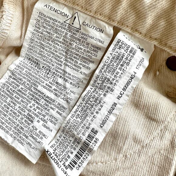 Zara Raw Hem High Rise Straight Jeans in Cream Size 6 - Picture 9 of 11